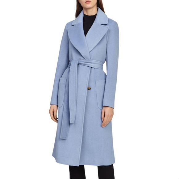 blue belted coat